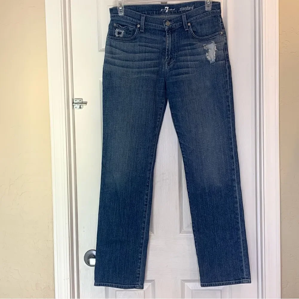 7 For All Mankind Standard Distressed Blue Jeans Size 20